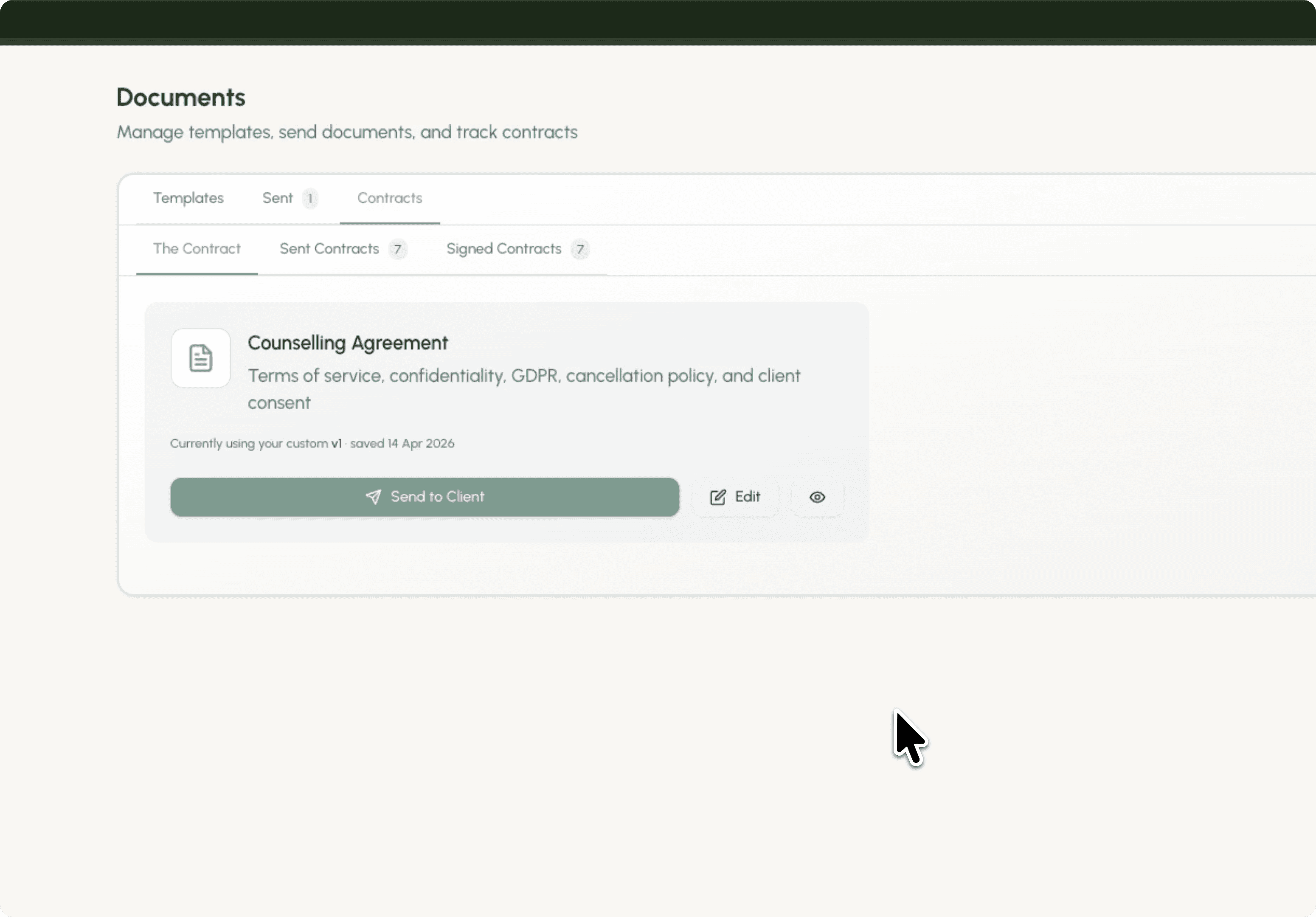 Counselling agreement controls in Bloom